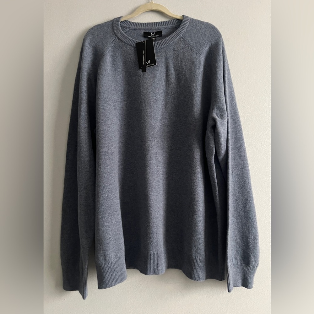 NEW Man's Magaschoni Lambswool blue Sweater size XXXL (3X)